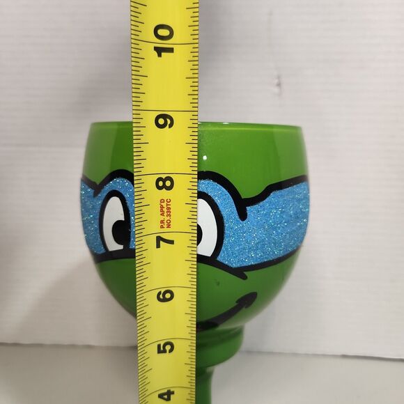 Teenage Mutant Ninja Turtles Blue Mask Leonardo TMNT Green Glass Goblet 2009 EUC - Picture 11 of 12